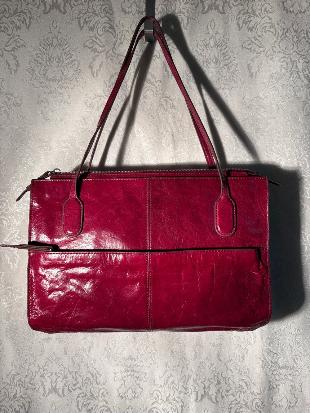HOBO Leather Tote in Deep Raspberry